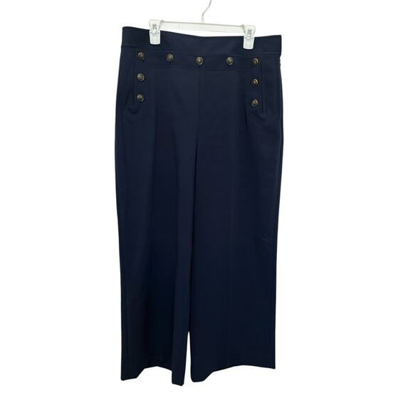 TORY BURCH Size 14 BUTTON DETAIL CROP PANTS IN TORY NAVY - Picture 3 of 12